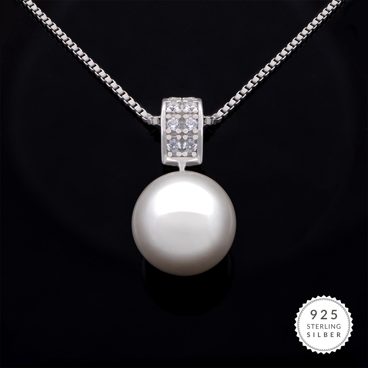 Halskette Silver Diamond Pearl