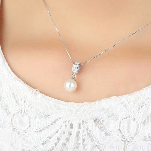 Halskette Silver Diamond Pearl