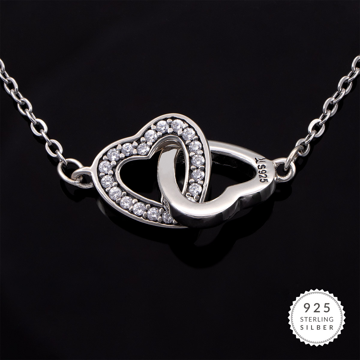 Halskette Double Silver Heart