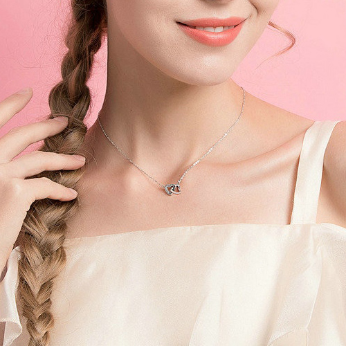 Halskette Double Silver Heart