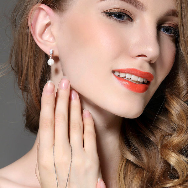 Ohrringe Silver Diamond Pearl