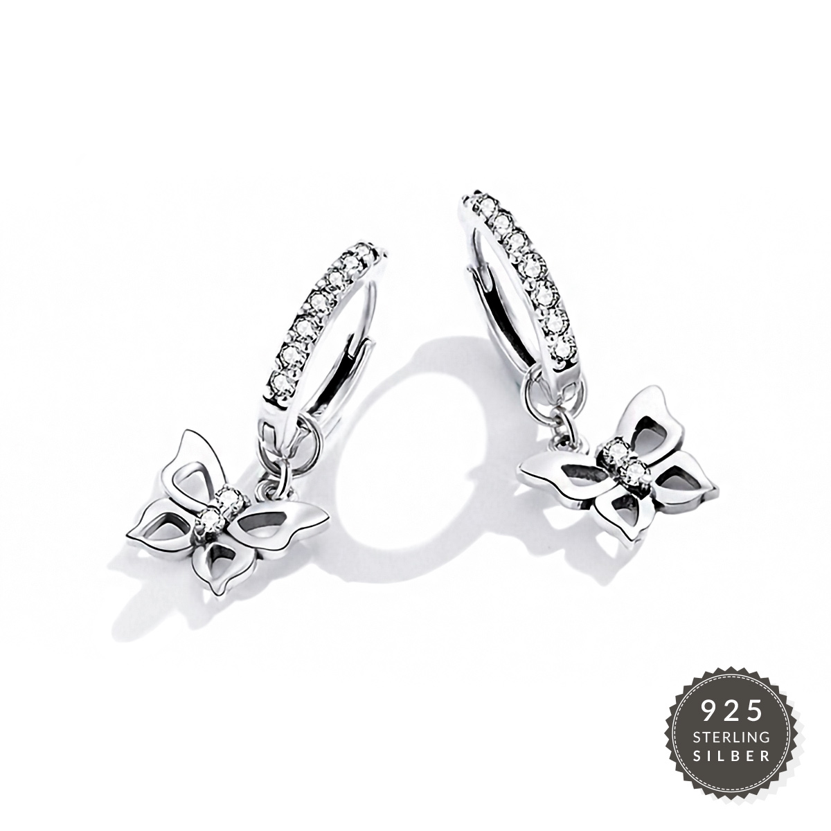 Ohrringe Silver Diamond Butterfly
