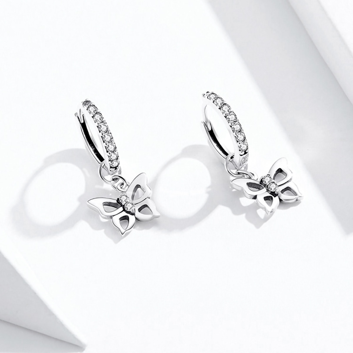 Ohrringe Silver Diamond Butterfly