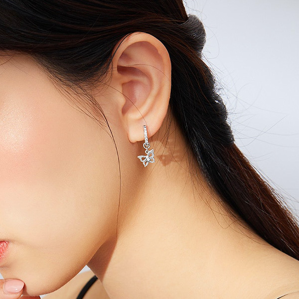 Ohrringe Silver Diamond Butterfly