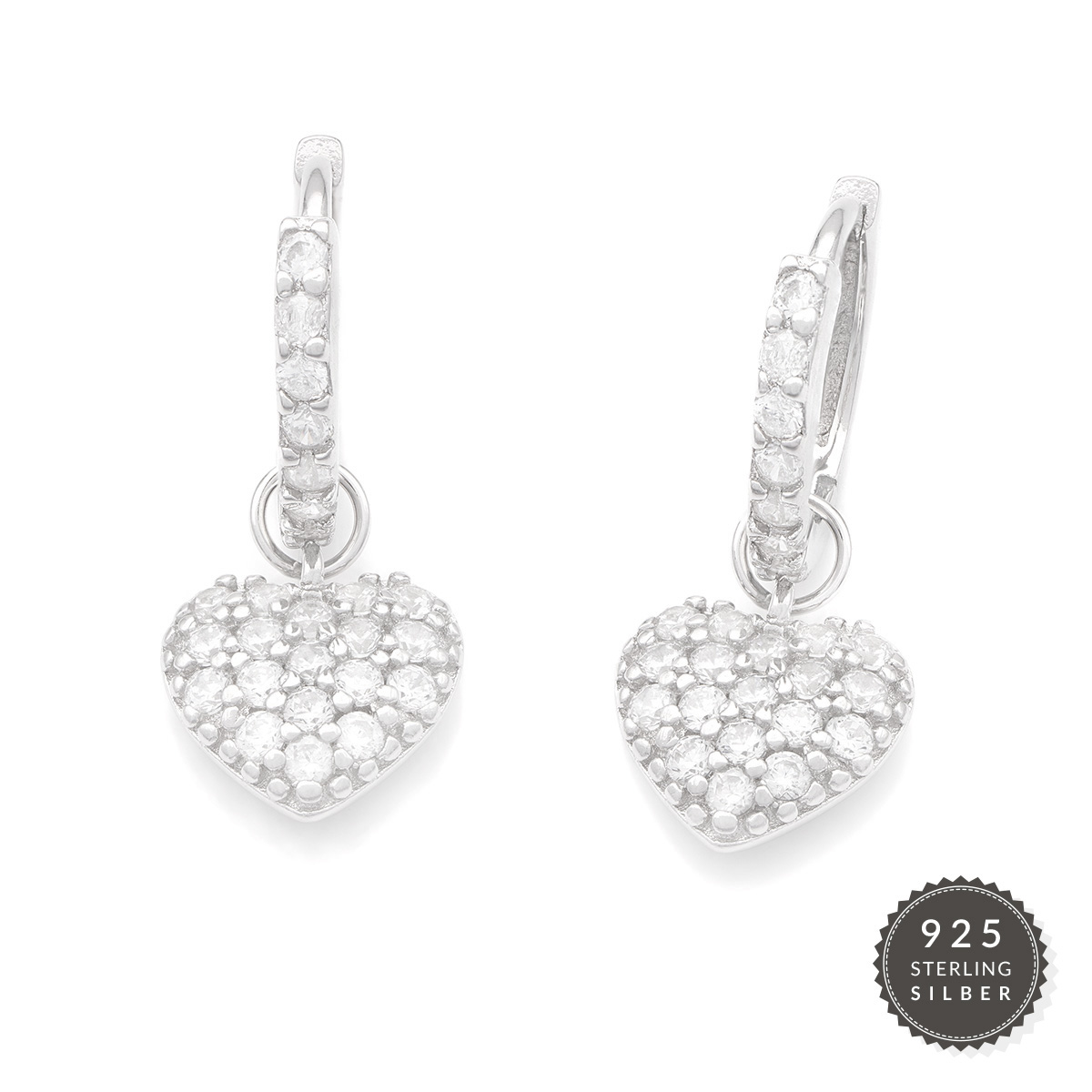 Ohrringe Silver Diamond Heart