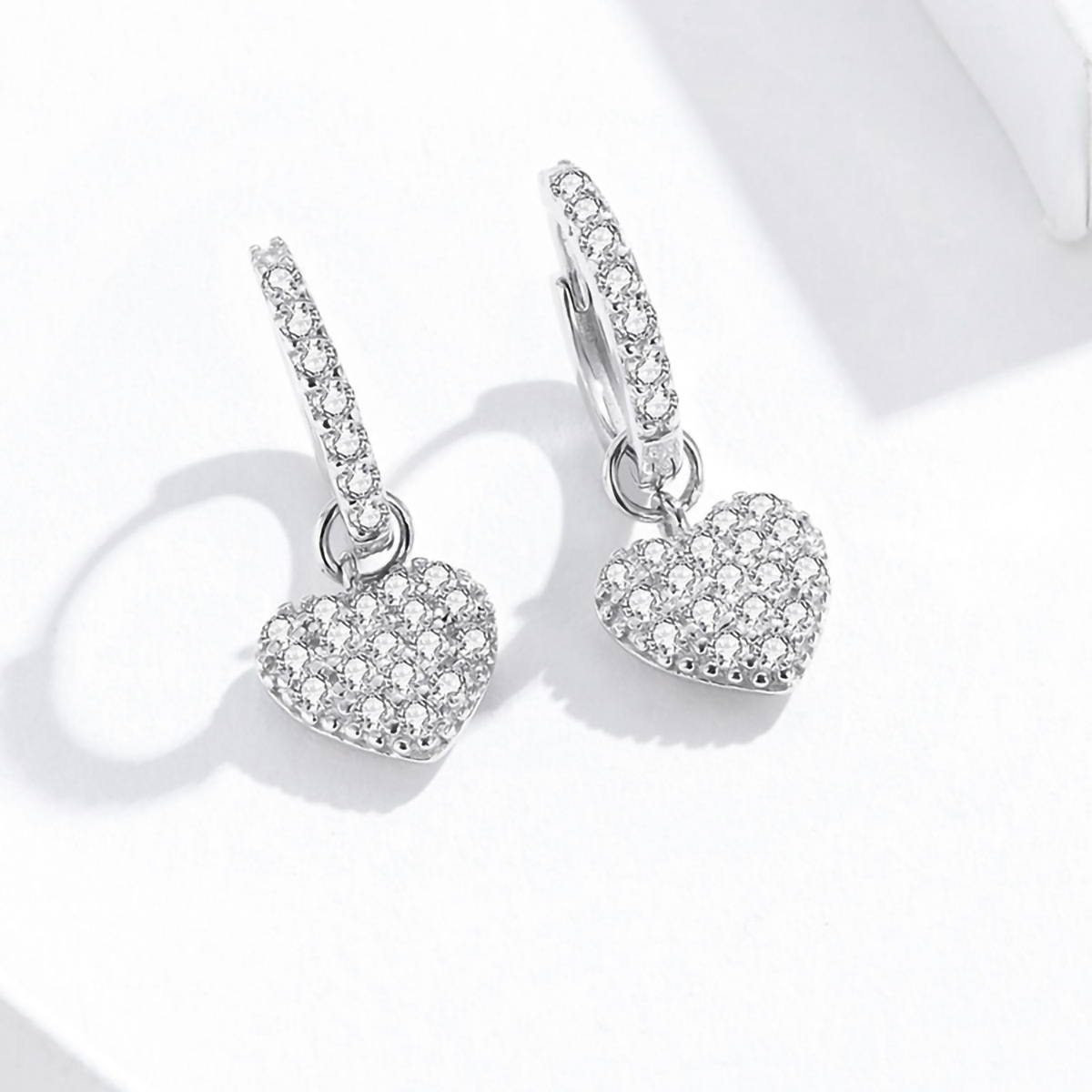 Ohrringe Silver Diamond Heart