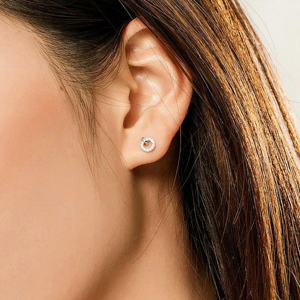 Ohrringe Simple Diamond Circle